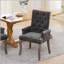 Chaise rembourrée d'appoint en chenille avec pieds courbés en bois massif-133234518-133234517