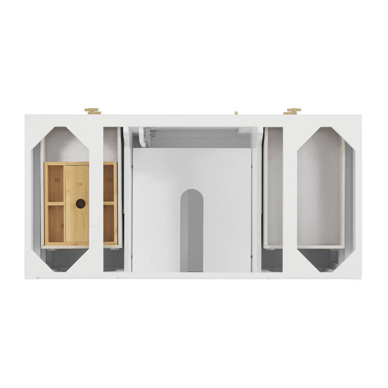 48 in. Handmade Single Vanity, Bright White, Phantome Eclos, 8" Widespread