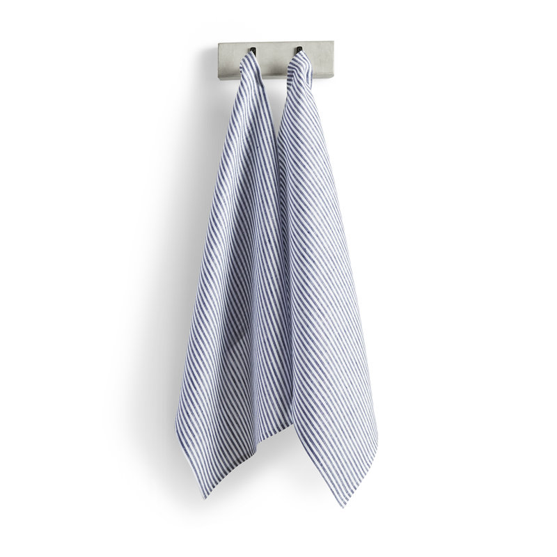 Narrow Striped Linen Kitchen Towel, Navy and White