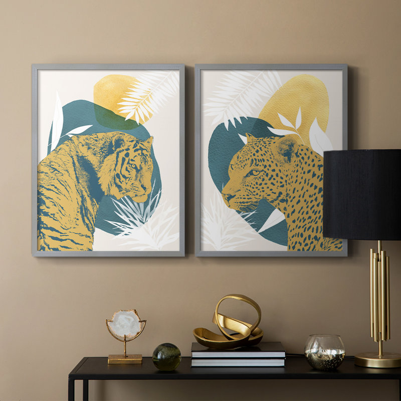 «Jungle Cat I», reproduction encadrée de qualité supérieure - prête à être accrochée - aucun clou requis - aucun clou requis