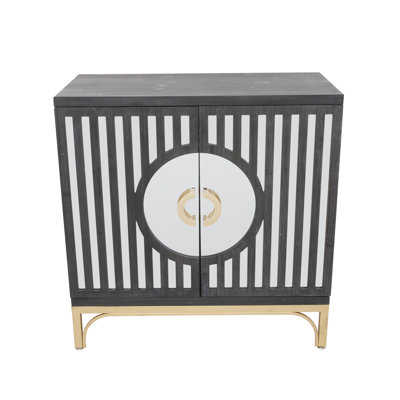 Armoire géométrique noire en bois à 1 tablette et 2 portes