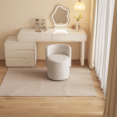 Modern Swivel Vanity Chair with Backrest, PU
