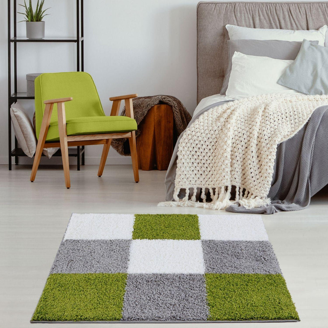 Myshaggy Collection Rugs Geometric Design in Green - Image 2
