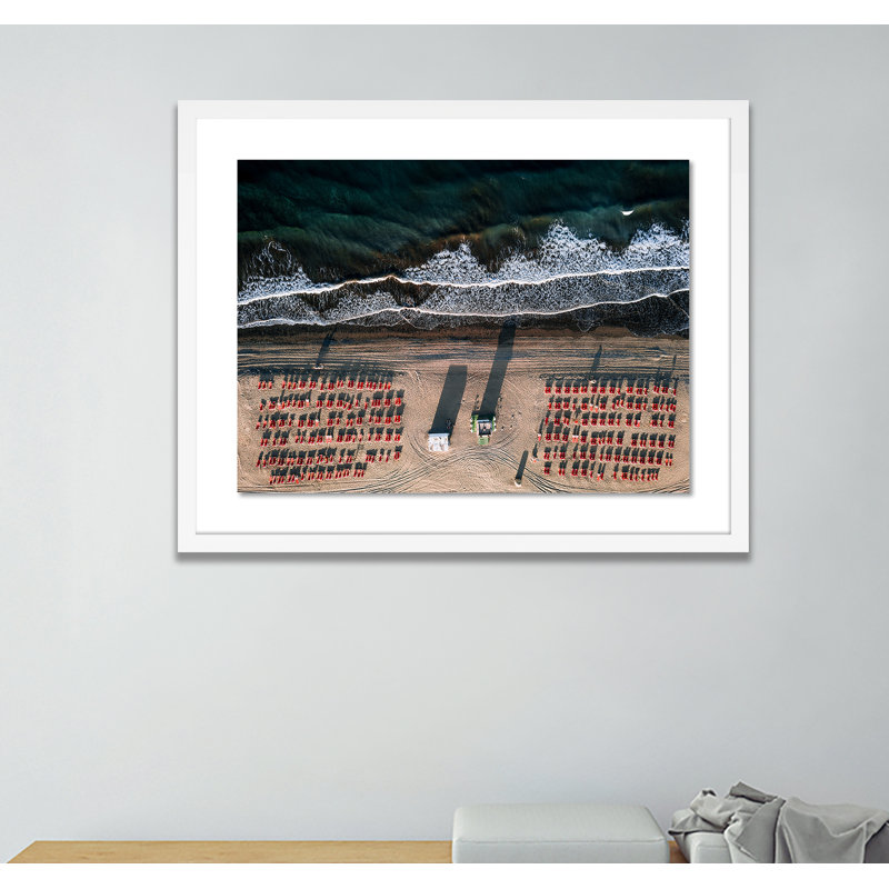 Aerial Beach 3 Print by Michael Schauer, White, 19" H x 24" W x 1.5" D