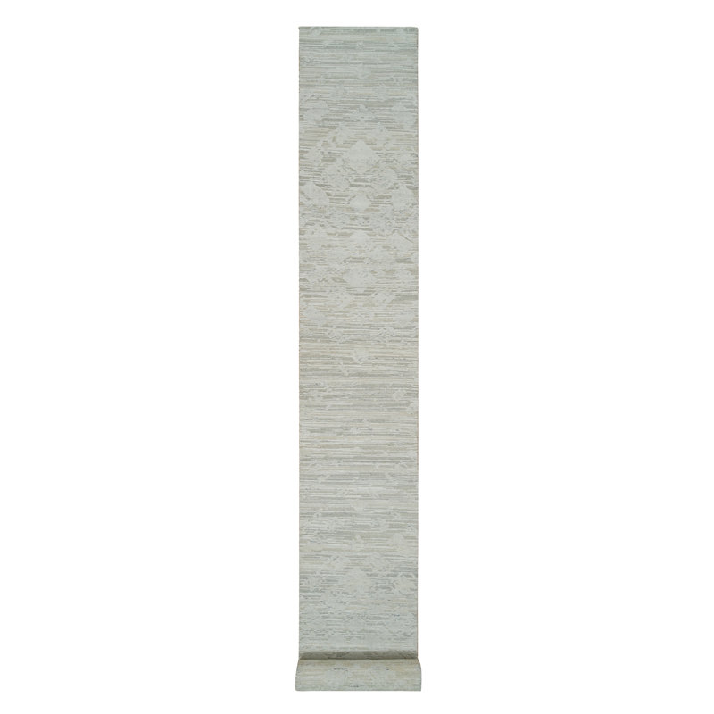 Tapis de couloir gris noué à la main de conception unique 2 pi 6 po x 25 pi 10 po Vashone