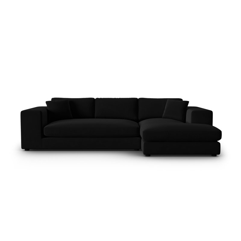 Micadoni Upholstered Corner Sofa, Black, Right Hand Facing