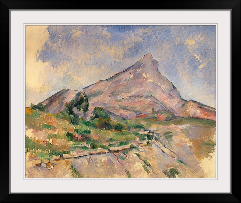 « sainte victoire, 1897 98 » par reproduction d’art Paul Cezanne, H 32 po x l 38 po x P 1 po, Cadre noir