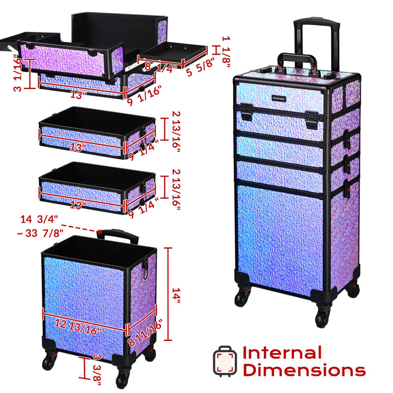 Organisateur de maquillage en aluminium, Sirène, mauve