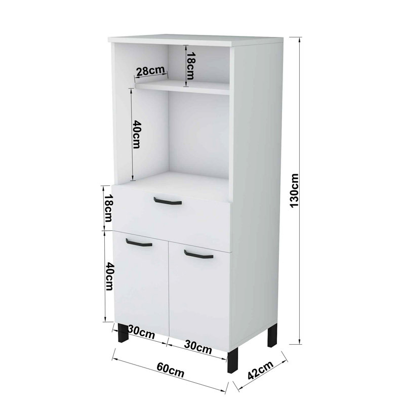 Vanesa 130cm Kitchen Pantry, White