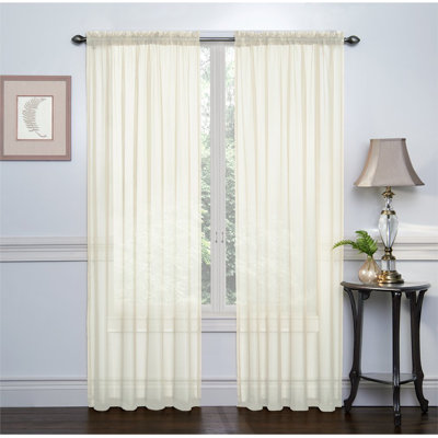 Emmons Sheer Voile Solid Rod Pocket Curtain Panels