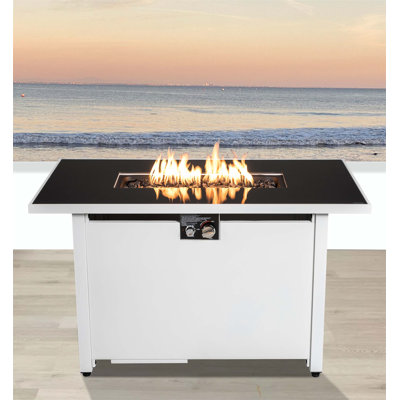 42 W Steel Outdoor Fire Pit Table with Lid