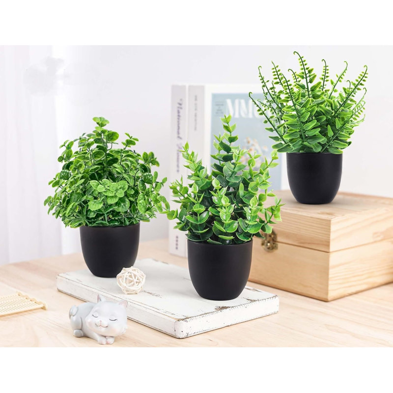 Faux plantes artificielles 12 paquets de petites plantes artificielles en pot noir pour salle de bain