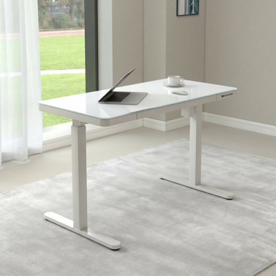 Almena Adjustable Height Tempered Glass Steel Standing Desk