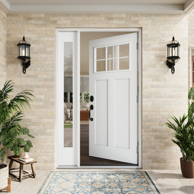 Porte extérieure en fibre de verre 36 po x 80 po avec porte coulissante en verre transparent 6-Lite