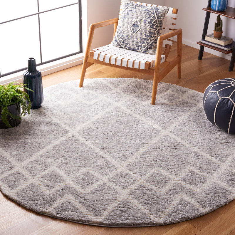 Baiden Shag Performance Geometric Rug, Round 8'