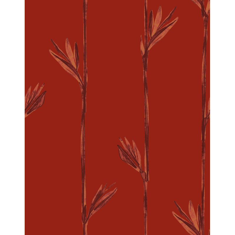 Yuki Osada Floral Wallpaper Double Roll, Brick Red