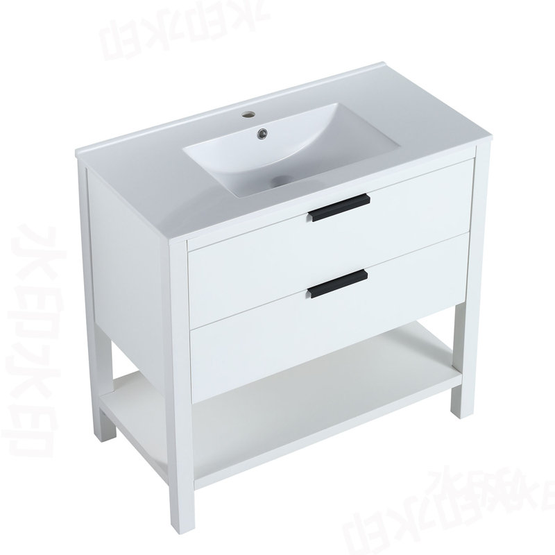 35.9'' Single Bathroom Vanity with Resin Top, White
