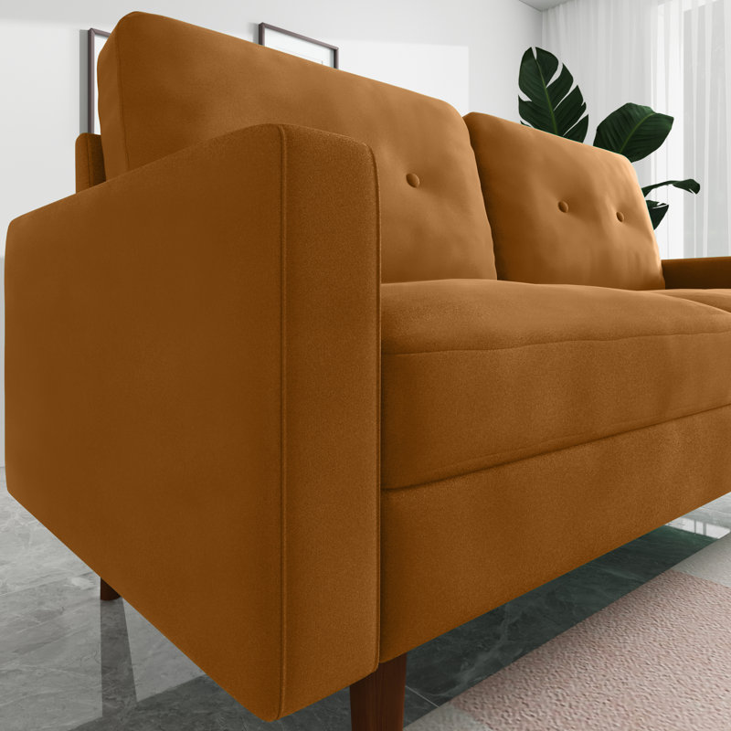 Madian Velvet Sofa, Ginger Velvet, 32.7" H x 70" W x 30" D