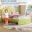 Structure de lit simple avec lumières DEL, lit plateforme tapissier avec tiroir de rangement et tête de lit capitonnée en cristal pour enfants-1397452259