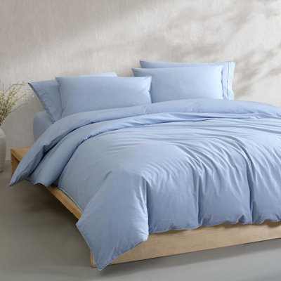 Calvin Klein Washed Percale Solid Cotton Duvet Cover Set