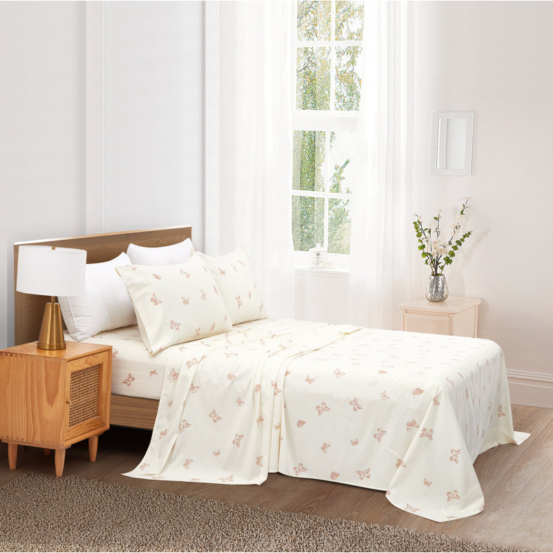 Ensemble de draps en coton 400 fils, Ensemble de draps pour lit simple avec deux taies 