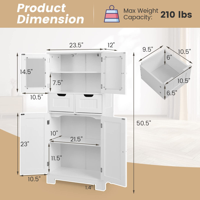Brandia Freestanding Bathroom Cabinet, White
