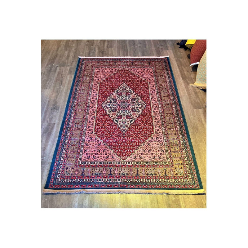 Tapis rétro multicolore délavé à la machine, Sous-tapis rectangulaire 3 pi 11 po x 5 pi 11 po i