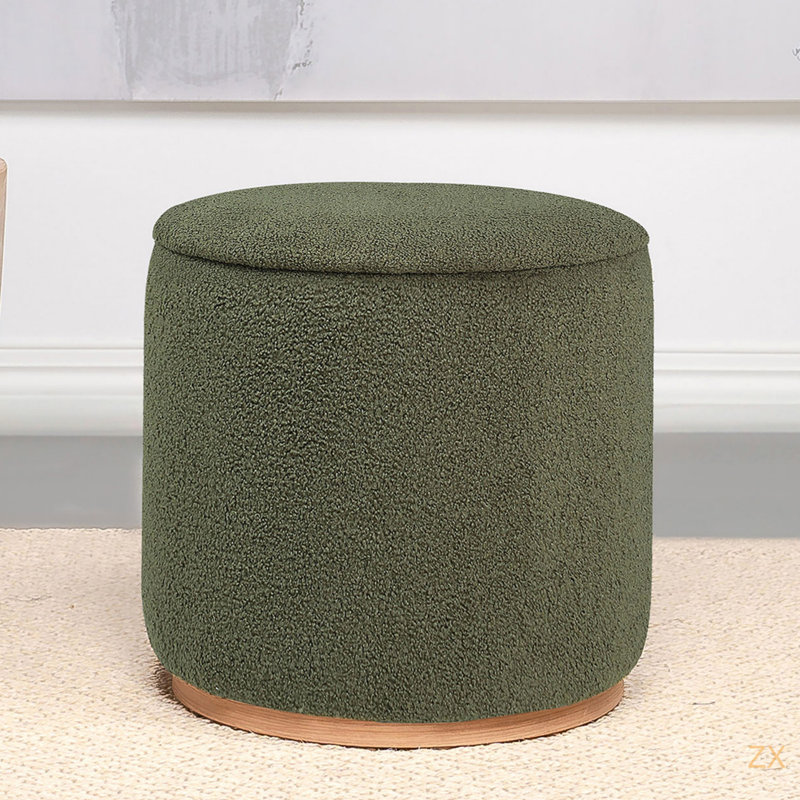 Repose-pieds rond imitation peau de mouton, Vert