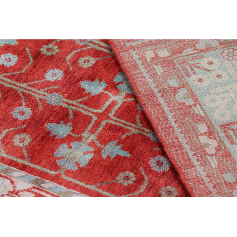 Rug & Kilim’S Khotan Style Rug In Red And Blue With Geometric Patterns