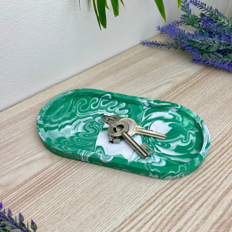 Oval Trinket Tray Dish, Green