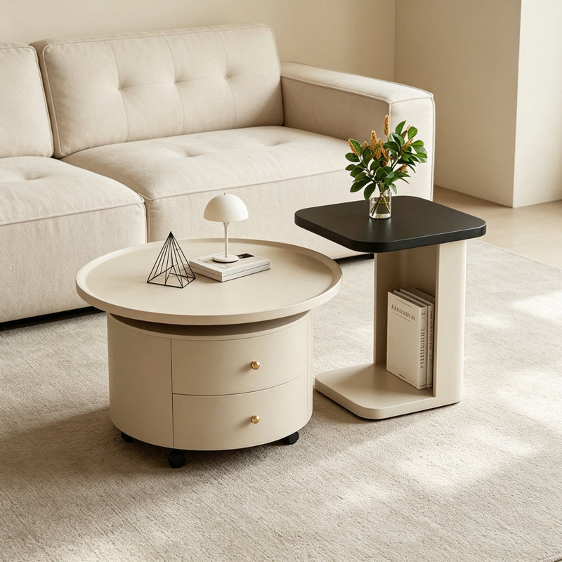 Table basse de salon mobile sur roulettes