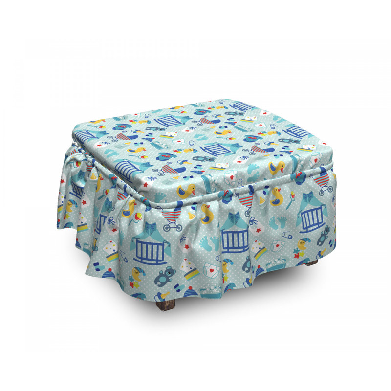 Ensemble de housse pour repose-pieds à coussins carrés 2 pièces baby crestcent moon