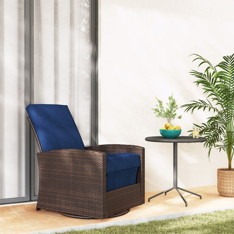 Fauteuil inclinable pivotant en osier Outsunny, Bleu, Brun