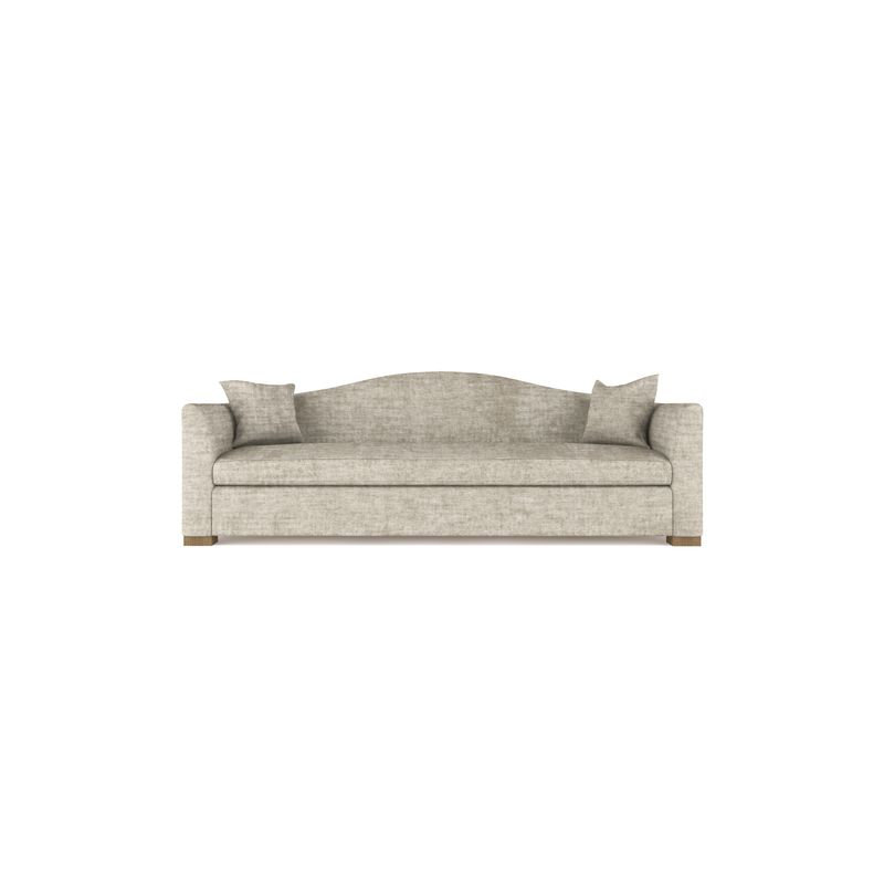 Horatio Camelback Taper Curved-Arm Sofa, 33" H x 96" W x 36" D, Weathered, Plush Velvet Blush