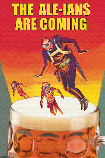 « the ale-ians is bientôt » par wilbur pierce, affiche rétro