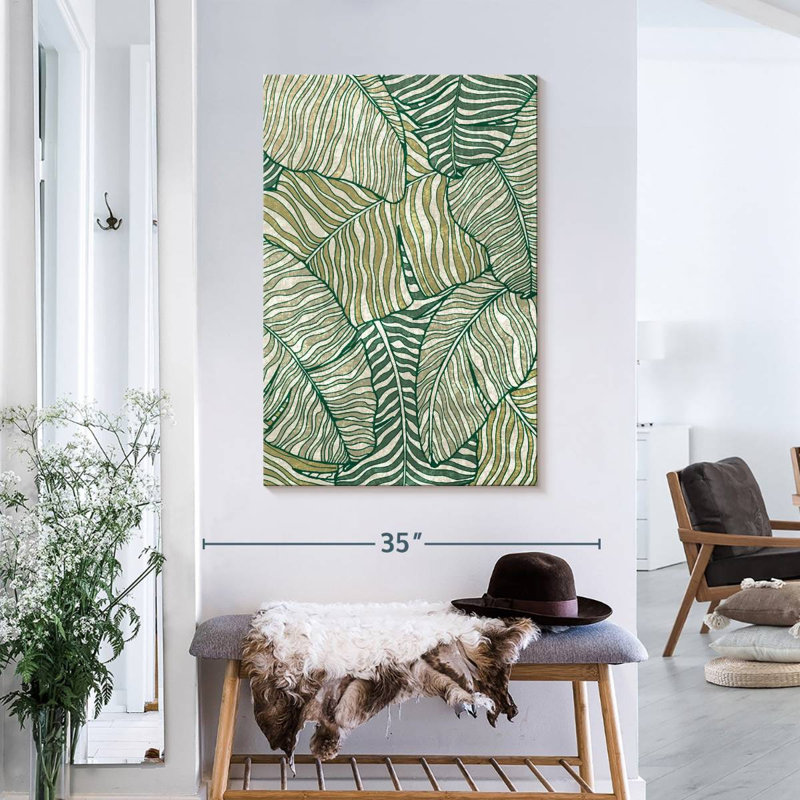 Feuille de bananier à feuilles sur toile, H 36 po x l 24 po x P 1,25 po