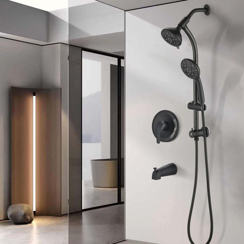 Complete Shower System with Rough in-Valve, Matte Black