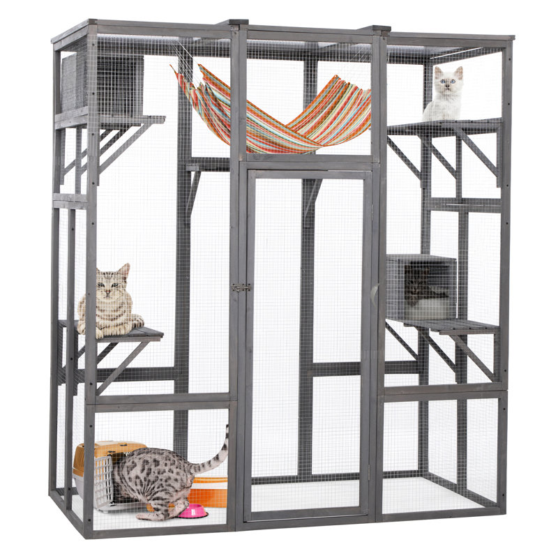 Très grande cage à chat - Gris
