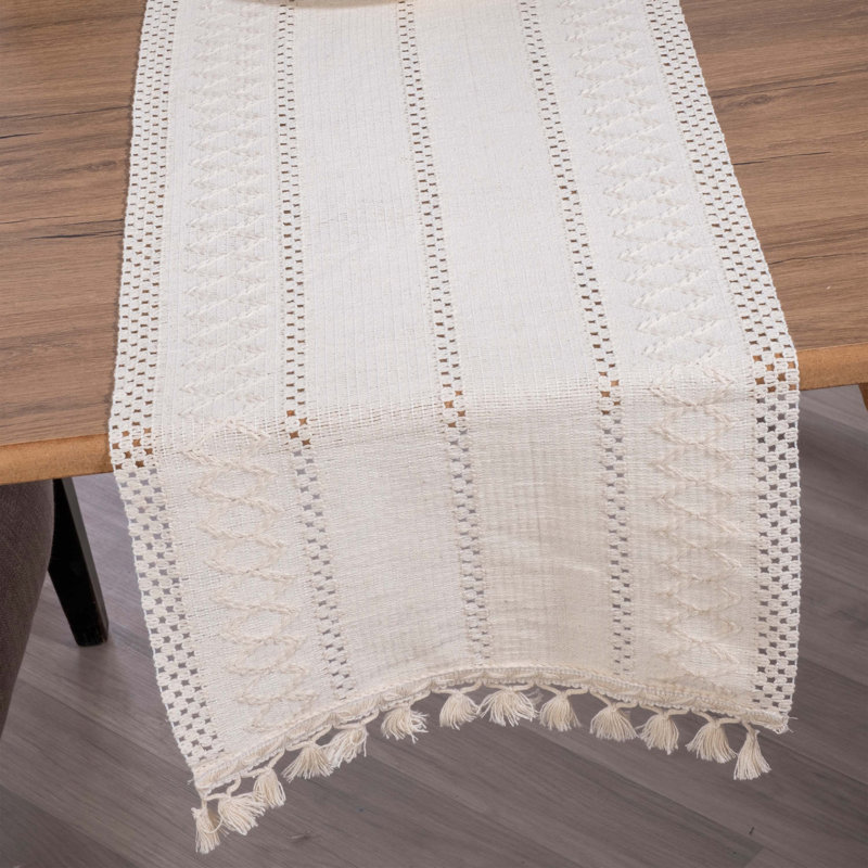 Table Runner Organic Cotton Lace 40 x 150 Gambhiri