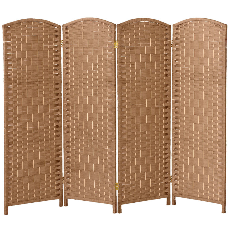 2 Ft. Tall Diamond Weave Fiber Room Divider - Dark Mocha - 8 Panel, Natural, 3 ft, 4