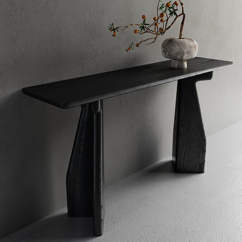 Console moderne en bois simple, Noir, H 29,5 po x l 55 po x P 15,7 po