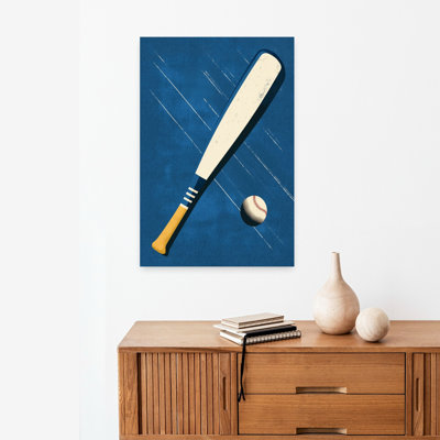 Baseball Blue Contemporary Bat Wall Art Print