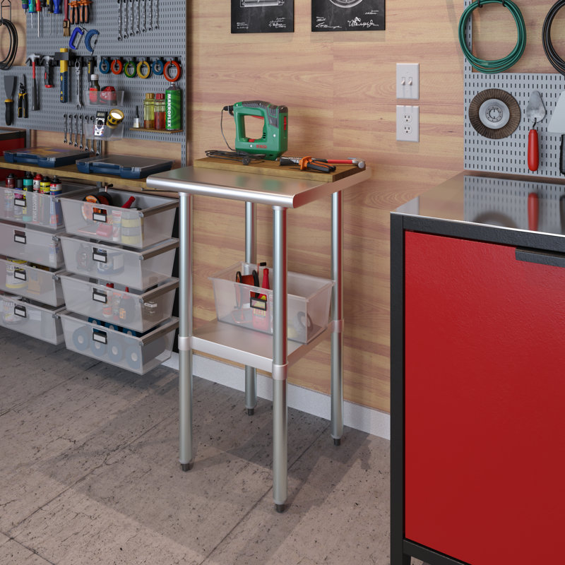  Table en acier inoxydable, H 35 po x L 20 po x P 20 po
