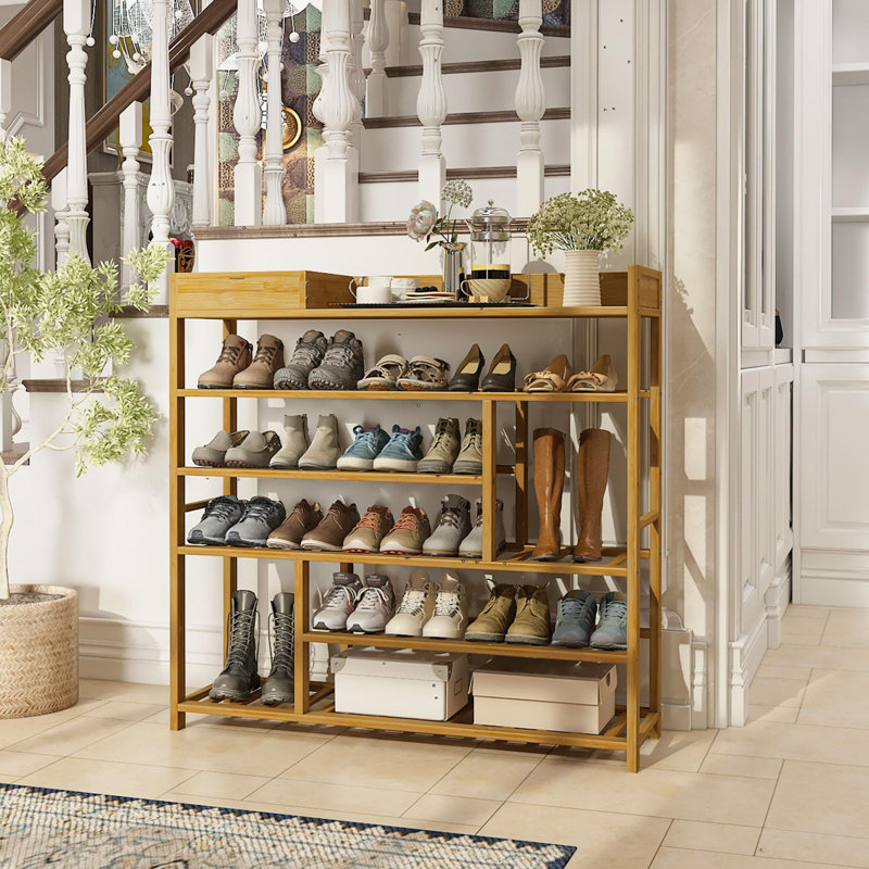 Range-chaussures en bambou avec boîte de rangement, Naturel