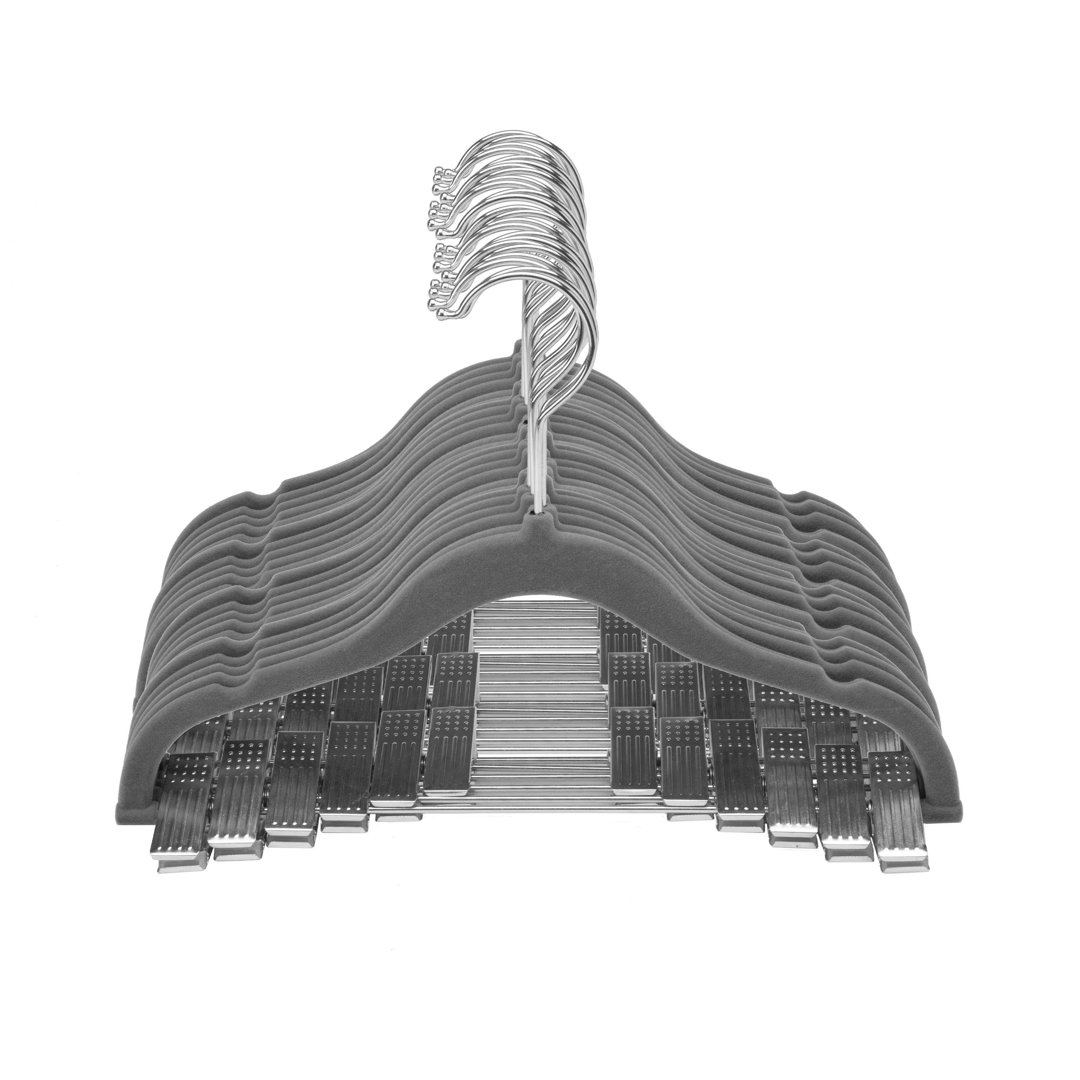 Simplify 24 Pack Children''s Velvet Hangers In Grey Simplify 