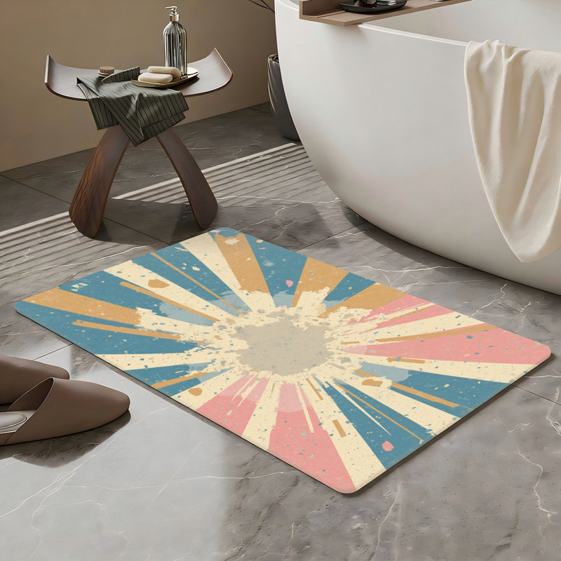 Tapis de bain Pastel Sunburst, 20 x 32 po, pour salle de bain, chambre de bébé