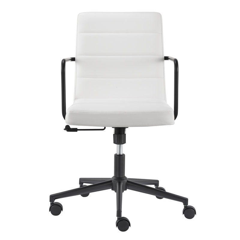 Chaise de conférence Alby, Similicuir blanc