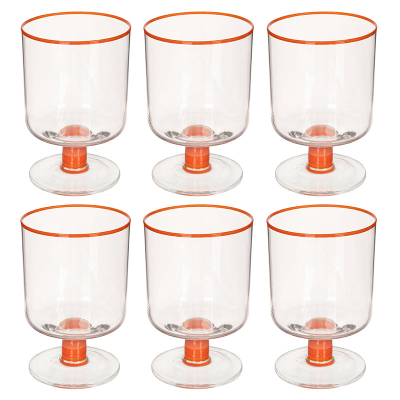 Verres à boire deux tons avec rebord coloré et tige rayée