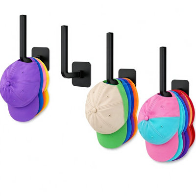4-Pack Hat Hooks for Baseball Caps, Wall Hooks for Closet