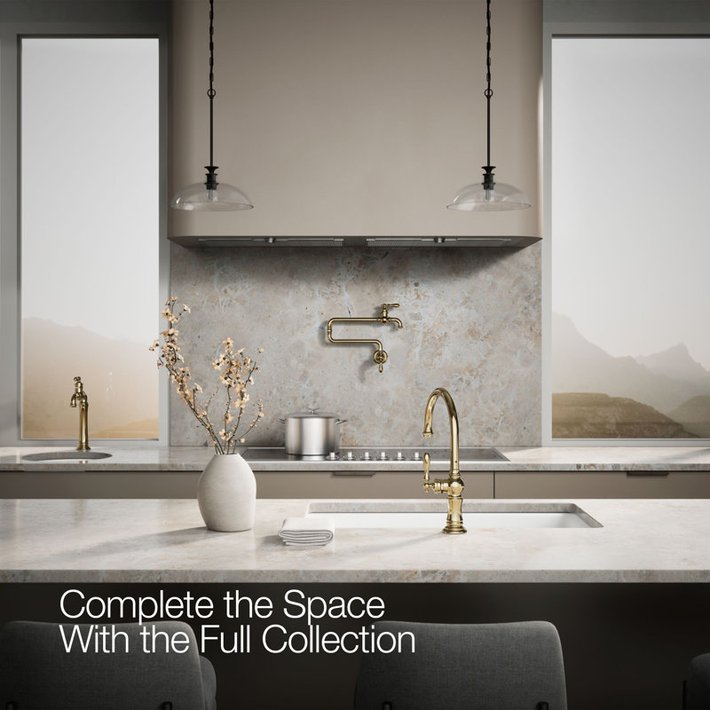 Artifacts® Single-Hole Kitchen Faucet with Swing Spout, Arc Spout Design, Vibrant French Gold